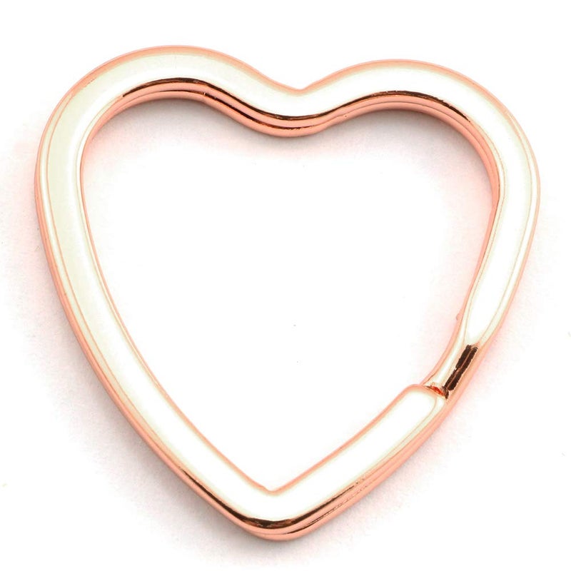 heyous 10pcs Creative Flat Key Split Ring Rose Gold DIY Metal Key Holder Keyring Keychain Hoop Loop Heart Shape - Image 3